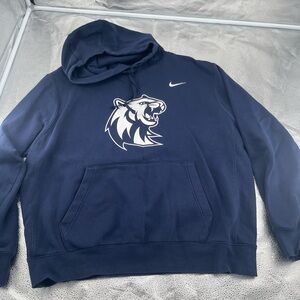 Nike Men’s UNH New Hampshire Wildcats Club Navy Hoodie with White Tiger Size XL